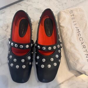Stella McCartney Black Flats with Silver Accents